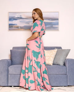 Pink Foliage Maxi Dress