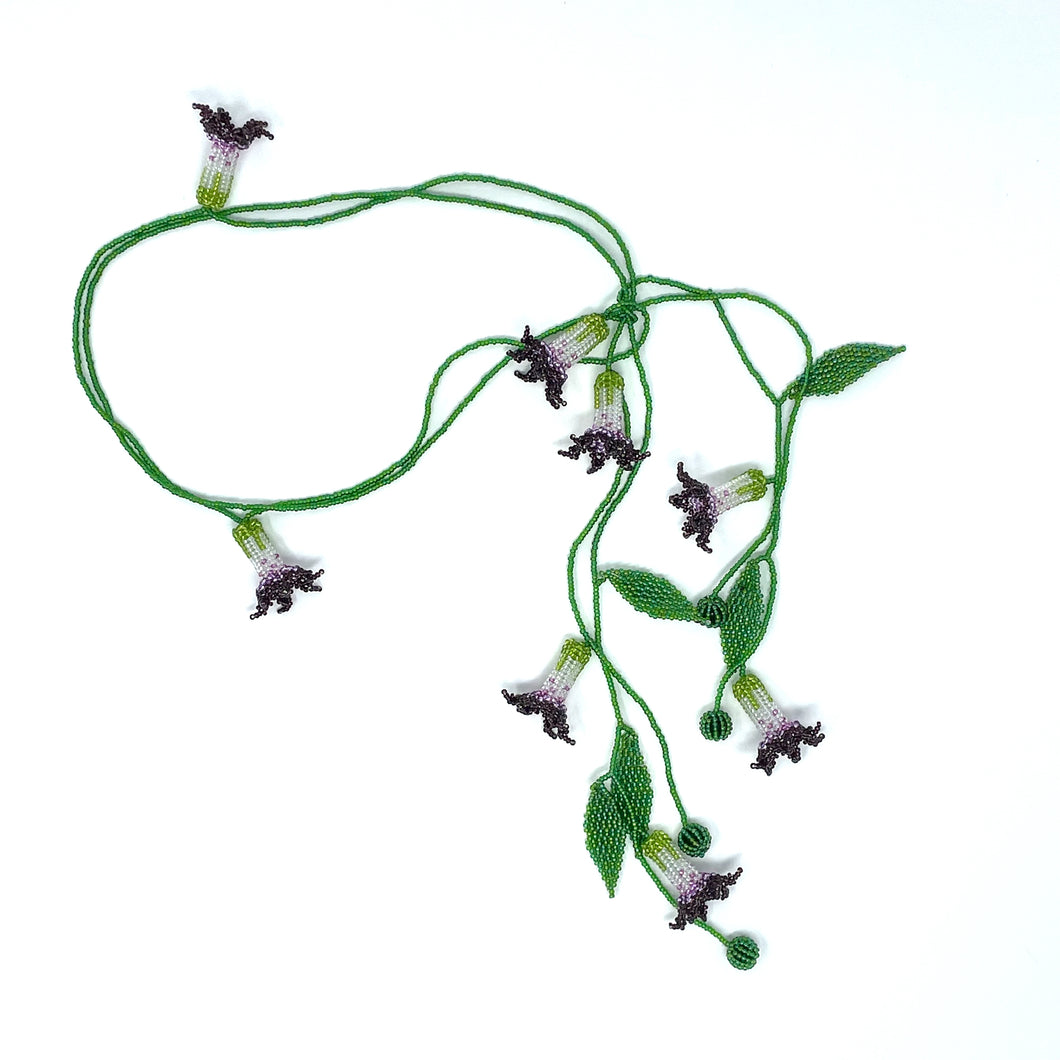Purple bell flowers necklace