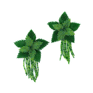 Orchid Kamentsa Earrings - Forest green