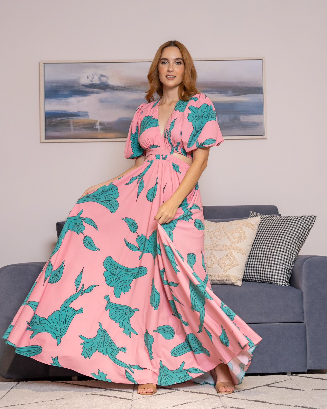 pink cutout maxi dress Luli One-Shoulder Cut-Out Maxi Dress Pink